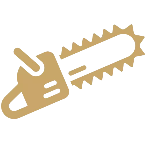 Icon einer goldenen Kettensäge.
