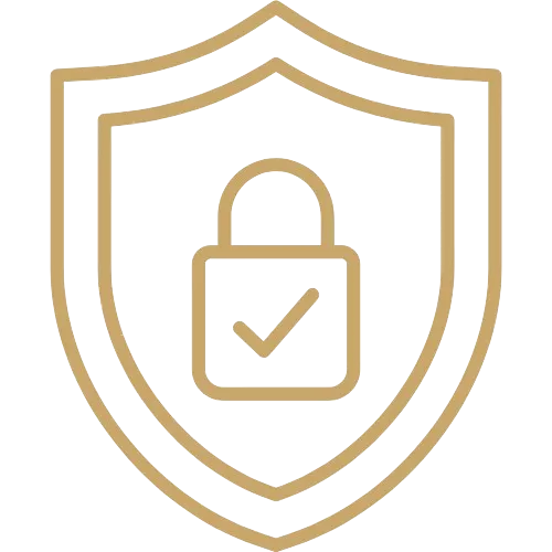 Icon eines goldenen Sicherheitszeichen.